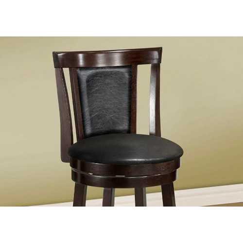 40'.5" x 37'.5" x 78" Cappuccino, Black, Solid Wood, Foam, Veneer, Leather-Look - 2pcs Swivel Barstools