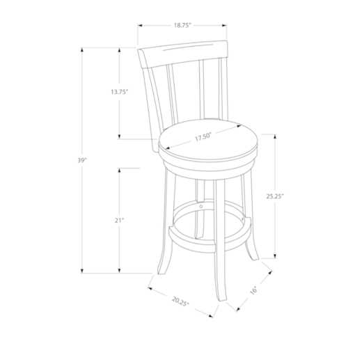 40'.5" x 37'.5" x 78" Cappuccino, Black, Solid Wood, Foam, Veneer, Leather-Look - 2pcs Swivel Barstools