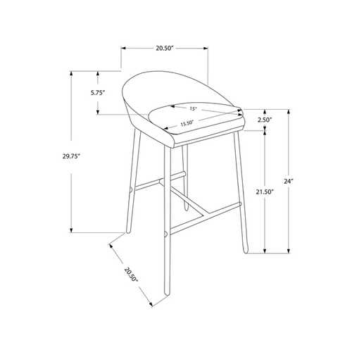 41" x 41" x 59.5" Grey, Foam, Metal, Polyester - Barstool 2pcs