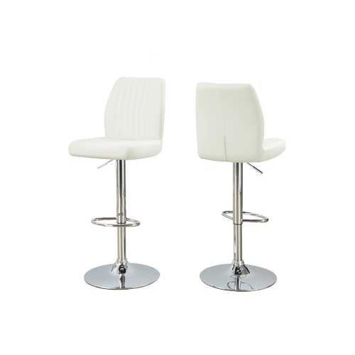 44" x 35'.5" x 80" White, Foam, Metal, Leather-Look - Barstool - 2pcs