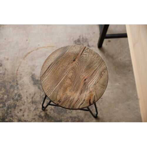 12" X 12" X 24" Charcoal Ash Wood And Steel Round Counter Bar Stool