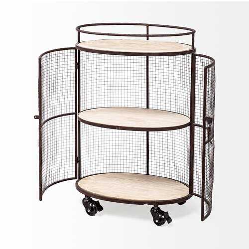 Rectangular Black And Gold Metal With Mirror Glass Shelves Bar Cart
