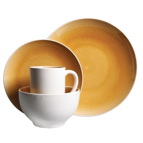 Gibson Serenity Amber 16 Piece Stoneware Dinnerware Set in Yellow