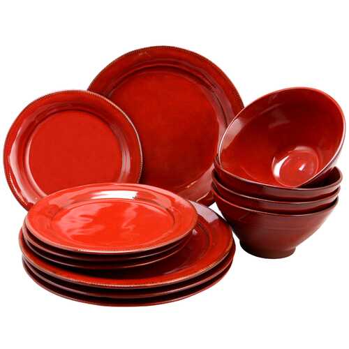 Gibson Elite Terranea 12 Piece Dinnerware Set in Red