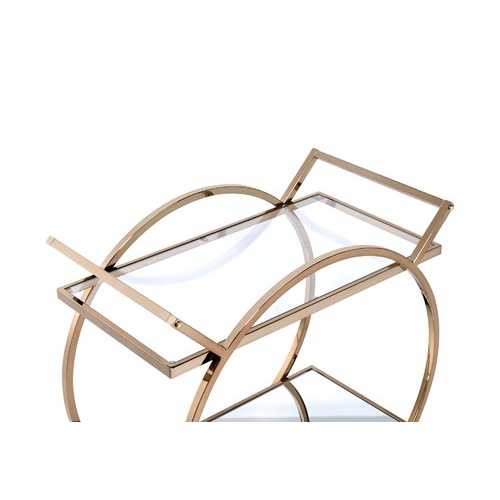 33" X 19" X 35" Champagne Metal Tube Serving Cart