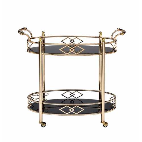 35" X 16" X 32" Gold Metal Serving Cart