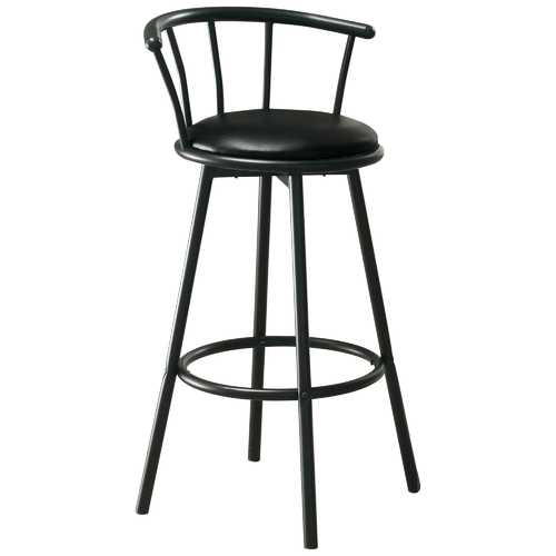 43'.5" x 43'.5" x 74" Black, Metal, Foam, Leather-Look - Barstool
