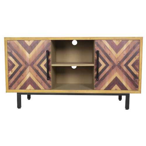 47'.25" X 15'.75" X 25'.25" Brown MDF Contemporary Wooden Media Console Cabinet