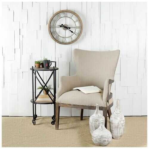 Rectangular Light Brown Wood With X Shape Metal Frame Bar Cart