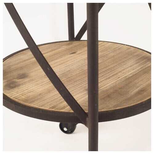 Rectangular Light Brown Wood With X Shape Metal Frame Bar Cart