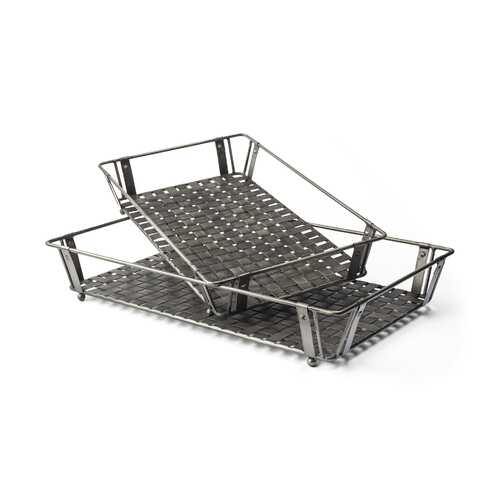 S/2 Grey Polish Metal With Woven Tottom And Open Sides Trays
