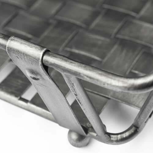 S/2 Grey Polish Metal With Woven Tottom And Open Sides Trays
