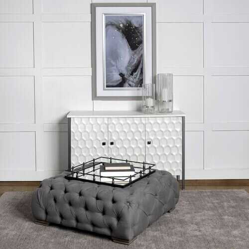 Natural Finish Metal With Mirrored Glass Bottom And Railing Handle Tray