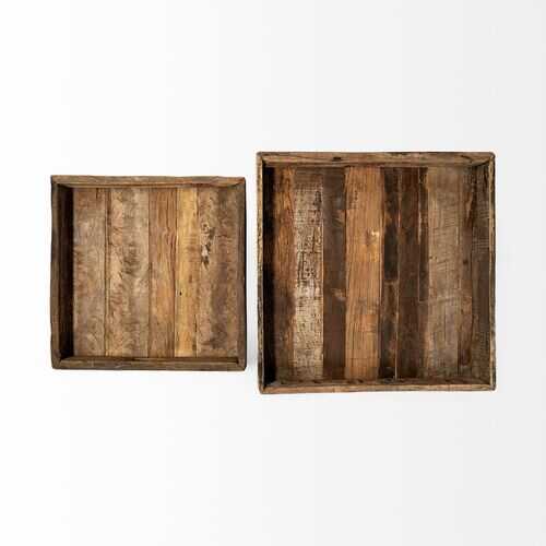 Natural Brown Reclaimed Wood With Grains And Knots Highlight Tray