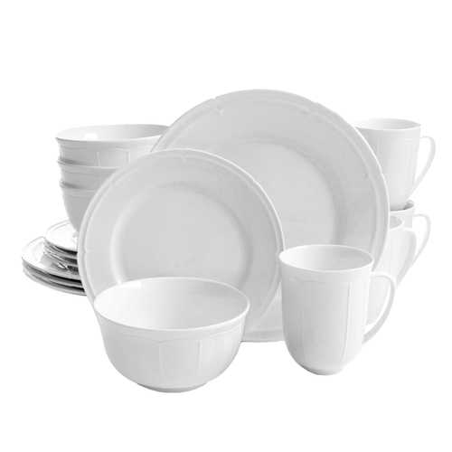 Gibson Home Paton 16 Piece Ceramic Dinnerware Set in White