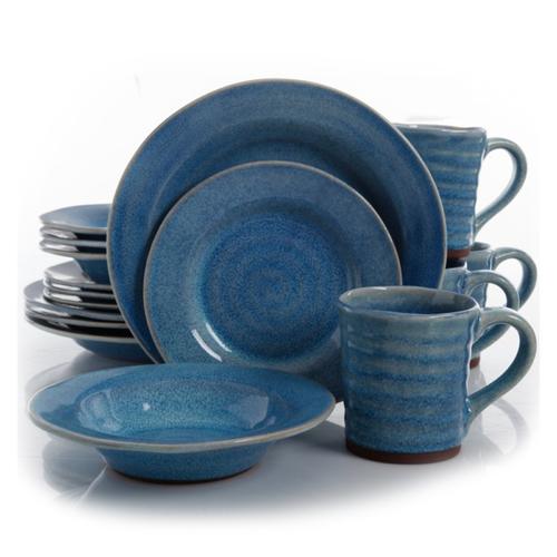 Gibson Elite Mariani 16 Piece Round Stoneware Dinnerware Set in Blue