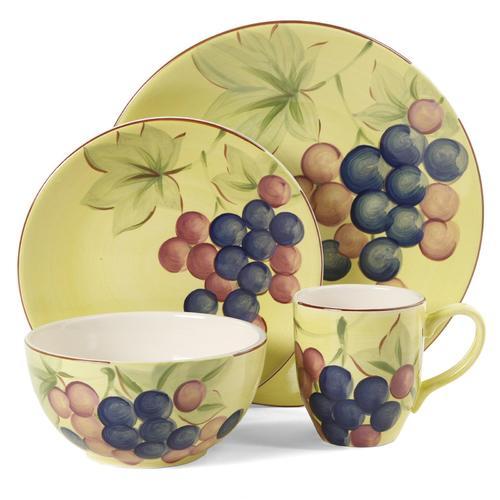 Gibson Home Fruitful Harvest Grapes 16pc Dinnerware Set