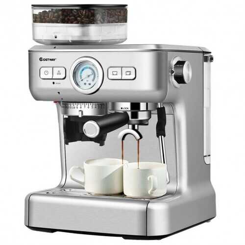 15 Bar Espresso Coffee Maker 2 Cup /w Built-in Steamer Frother and Bean Grinder