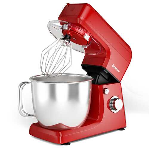 3-in-1 Multi-functional 6-speed Tilt-head Food Stand Mixer-Red