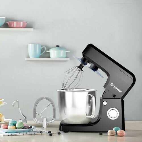 3-in-1 Multi-functional 6-speed Tilt-head Food Stand Mixer-Black