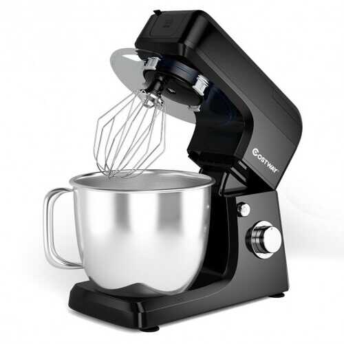 3-in-1 Multi-functional 6-speed Tilt-head Food Stand Mixer-Black