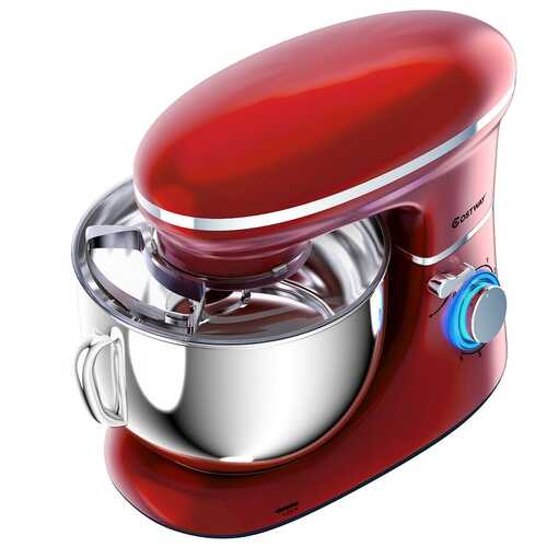 6.3 Quart Tilt-Head Food Stand Mixer 6 Speed 660W-Red